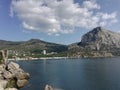 Falcon peak rising over the Green Bay of New World resort, the Crimea