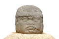 One of the Olmec colossal heads isolated on white background.