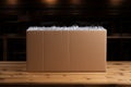 One open cardboard box with bubble wrap order container. Generate Ai Royalty Free Stock Photo