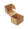 One open cardboard box isolated on white. Mockup for design Royalty Free Stock Photo