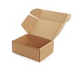 One open cardboard box isolated on white. Mockup for design Royalty Free Stock Photo
