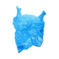 one open wrinkled blue plastic bag isolated on white Royalty Free Stock Photo