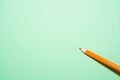 One orange pencil on a light green background Royalty Free Stock Photo