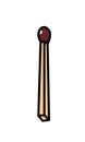 One ordinary match. Vector. Flat outline style. A whole vertically standing wooden match. Cartoon illustration. Logo