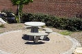 One outdoor cement dining table