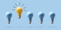 One outstanding idea concept with light bulbs Royalty Free Stock Photo