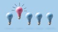 One outstanding idea concept with light bulbs Royalty Free Stock Photo
