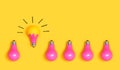 One outstanding idea concept with light bulbs Royalty Free Stock Photo