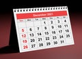 One page of the annual business monthly calendar. Date - month December 2021 Royalty Free Stock Photo