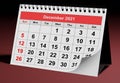 One page of the annual business monthly calendar. Date - month December 2021 Royalty Free Stock Photo