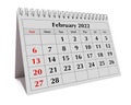 One page of the annual business monthly calendar. Date - month February 2022 Royalty Free Stock Photo