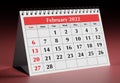 One page of the annual business monthly calendar. Date - month February 2022 Royalty Free Stock Photo