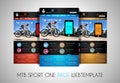 One page SPORT website flat UI design template Royalty Free Stock Photo