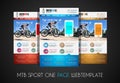 One page SPORT website flat UI design template