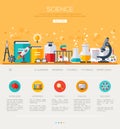 One page web template with flat science icons Royalty Free Stock Photo