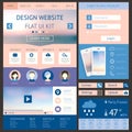 One page website design template, flat ui kit. All Royalty Free Stock Photo