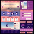 One page website design template, flat ui kit Royalty Free Stock Photo