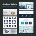 One Page Website Design Template and Flat UI, UX Elements Royalty Free Stock Photo