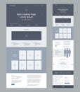 One page website layout template. Modern responsive design. Ux ui website. Landing page wireframe design for business.