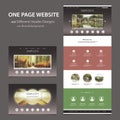 One Page Website Template and Different Header Designs with Blurred Backgrounds Royalty Free Stock Photo