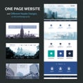 One Page Website Template and Different Header Designs with Blurred Backgrounds Royalty Free Stock Photo