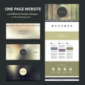 One Page Website Template and Different Header Designs with Blurred Backgrounds Royalty Free Stock Photo