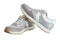 One pair of silver sneakers Royalty Free Stock Photo