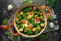 One Pan Green shakshuka with kale, broccoli, sweet peas, spinach and dill with free range eggs, perfect supper.