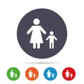 One-parent family with one child sign icon.