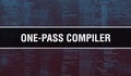 One-pass compiler with Digital java code text. One-pass compiler and Computer software coding vector concept. Programming coding