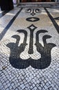 One of Patterns of Traditional Mosaic Paving Tiles on Streets of Lisbon, Portugal Royalty Free Stock Photo