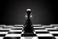 One Pawn Lonely On chessboard. Confidence and Individuality concept