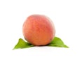 One peach with leaves Royalty Free Stock Photo