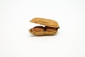 One peanut shell open can see seed inside. Royalty Free Stock Photo