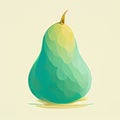 One pear icon. Stylized abstract green pear. Patterned simple pear. Digital drawn pear. Digital illustration. AI