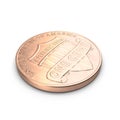 One Penny coin isolated over white. 3D illustration, clipping path Royalty Free Stock Photo