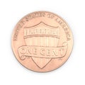 One Penny coin isolated over white. 3D illustration, clipping path Royalty Free Stock Photo