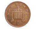 One penny coin isolated on white background Royalty Free Stock Photo