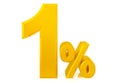 One percent gold 3d rendering on white background Royalty Free Stock Photo
