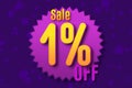 1 one Percent off super sale black friday shopping halftone. hot sale frame