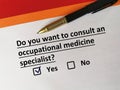 Questionnaire about specialist
