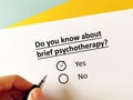 Questionnaire about psychotherapy Royalty Free Stock Photo