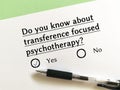 Questionnaire about psychotherapy Royalty Free Stock Photo