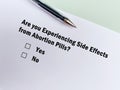 Questionnaire about side effects