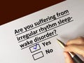 Questionnaire about sleep disorder Royalty Free Stock Photo