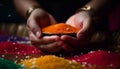 One person hand holds vibrant chili pepper for Indian cooking generated by AI