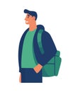 One person hiking with backpack icon