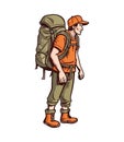 One person hiking with backpack