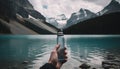 One person hiking in the Rocky Mountains, enjoying the solitude generated by AI