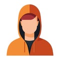 One person, hooded shirt, isolated vector illustration